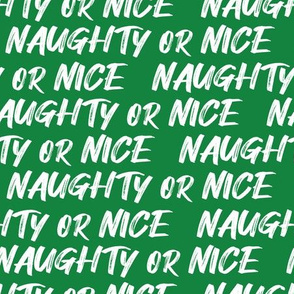 naughty or nice text on green
