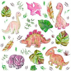 8" Retro Colors / Pink & Green Dinos