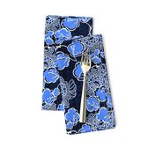 Moonlit Floral Blue Block Print