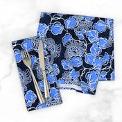 Moonlit Floral Blue Block Print