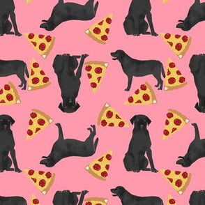 Black Labrador dog fabric pizza and dogs design - pink