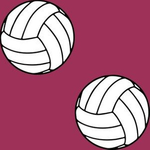Three Inch Black and White Sports Volleyball Balls on Sangria Pink