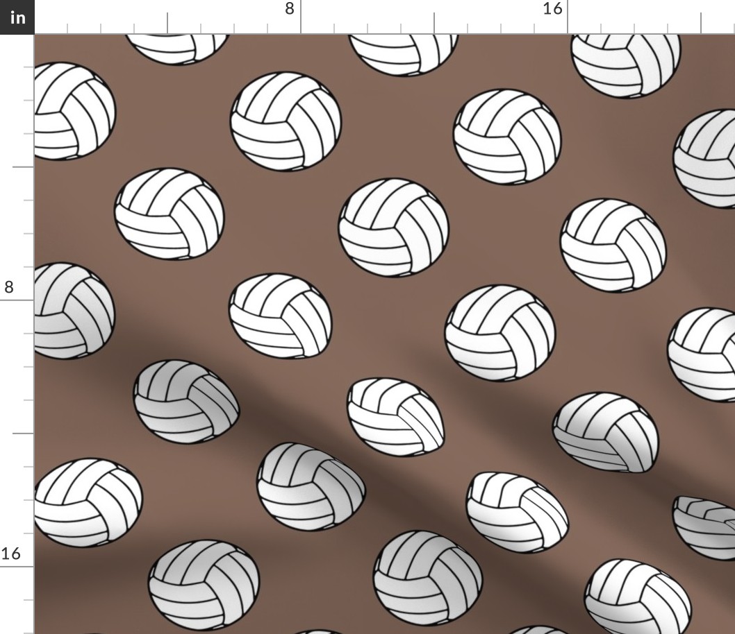  Three Inch Black and White Sports Volleyball Balls on  Taupe Brown