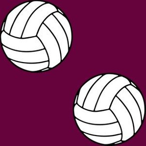 Three Inch Black and White Sports Volleyball Balls on  Tyrian Purple