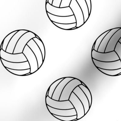 Three Inch Black and White Sports Volleyball Balls on White