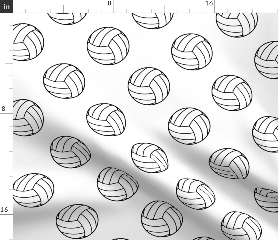 Three Inch Black and White Sports Volleyball Balls on White