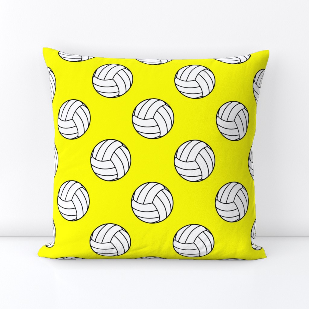 Three Inch Black and White Sports Volleyball Balls on Yellow