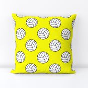 Three Inch Black and White Sports Volleyball Balls on Yellow