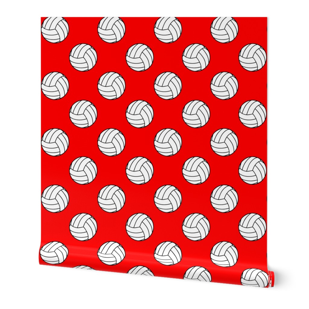 Three Inch Black and White Sports Volleyball Balls on Red