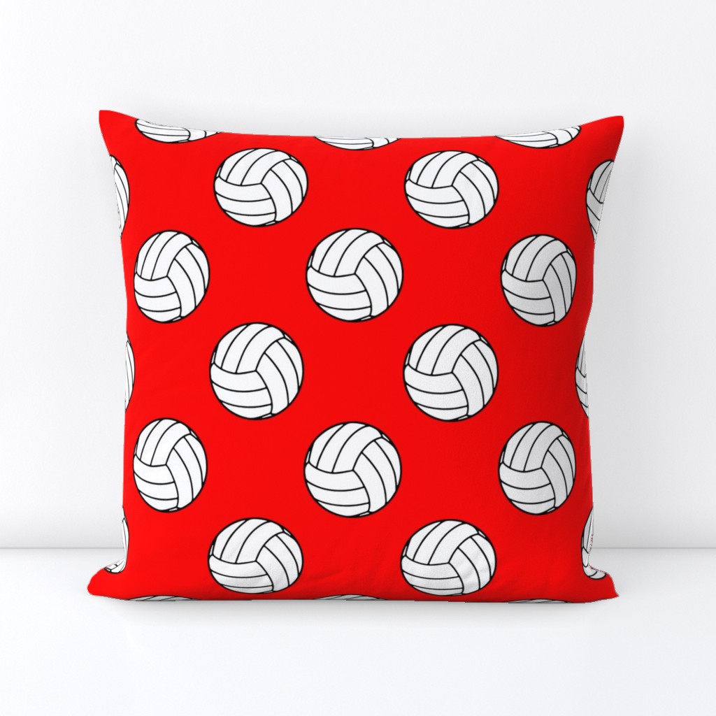 Three Inch Black and White Sports Volleyball Balls on Red