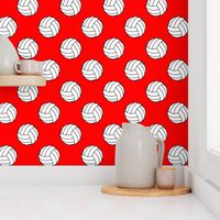 Three Inch Black and White Sports Volleyball Balls on Red