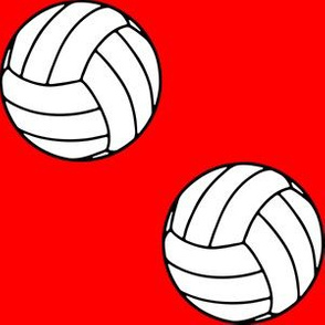 Three Inch Black and White Sports Volleyball Balls on Red