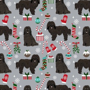 Havanese Christmas fabric. - dog and Xmas design - grey