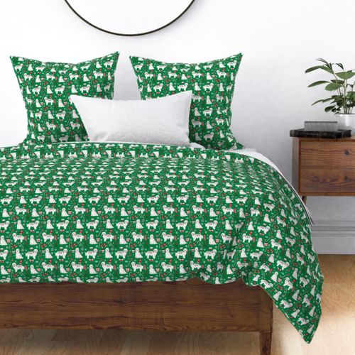 Havanese Christmas fabric. - dog and Xmas design - green