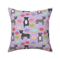 Staffordshire terrier dog fabric - pastel purple dogs and donuts design