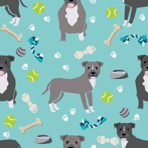 Staffordshire Terrier dog and toys - cute dogs and toys design