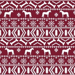 Horse fair isle silhouette christmas fabric pattern ruby