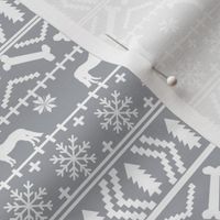 Horse fair isle silhouette christmas fabric pattern grey