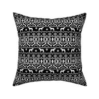 Horse fair isle silhouette christmas fabric pattern black and white