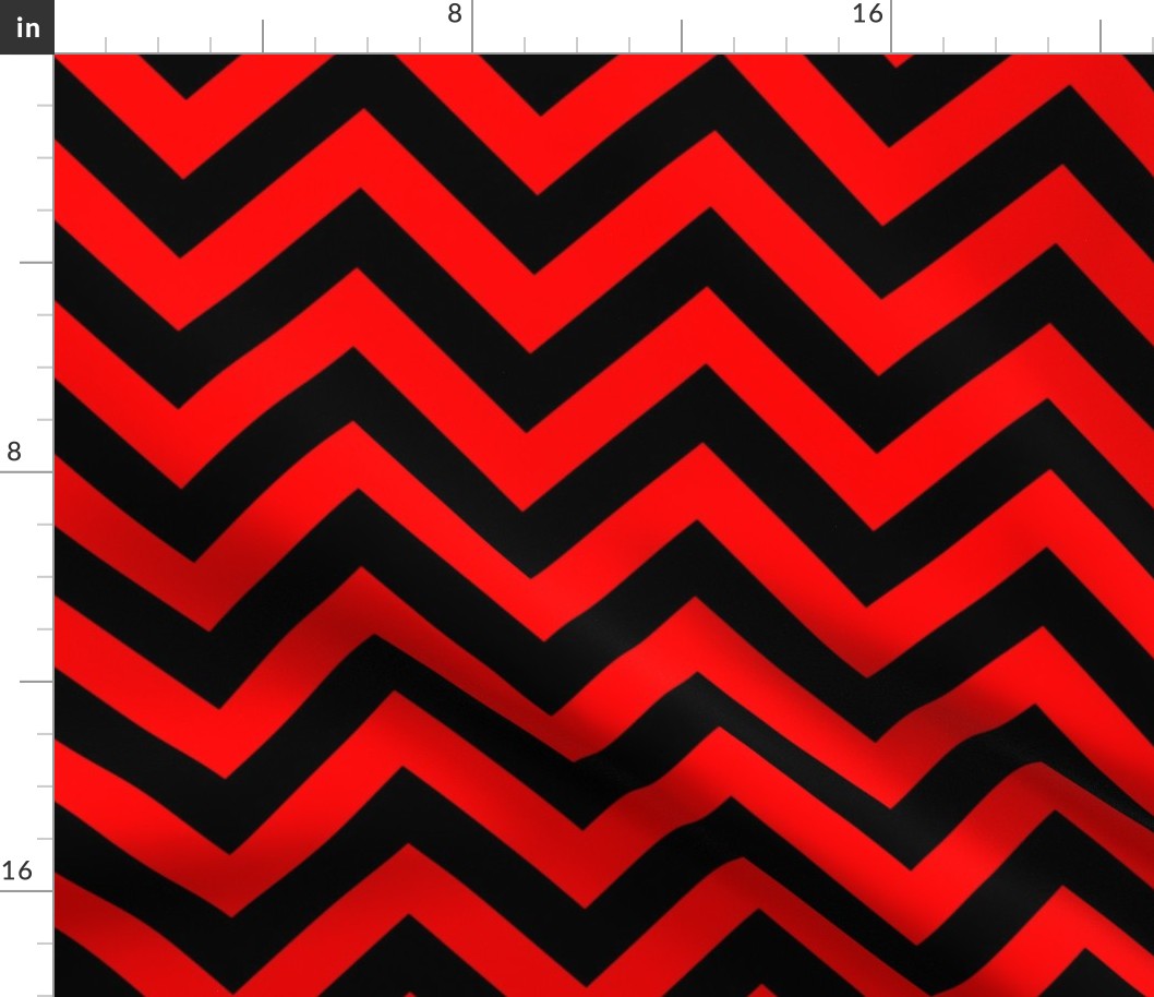 Six Inch Red and Black Chevron Stripes