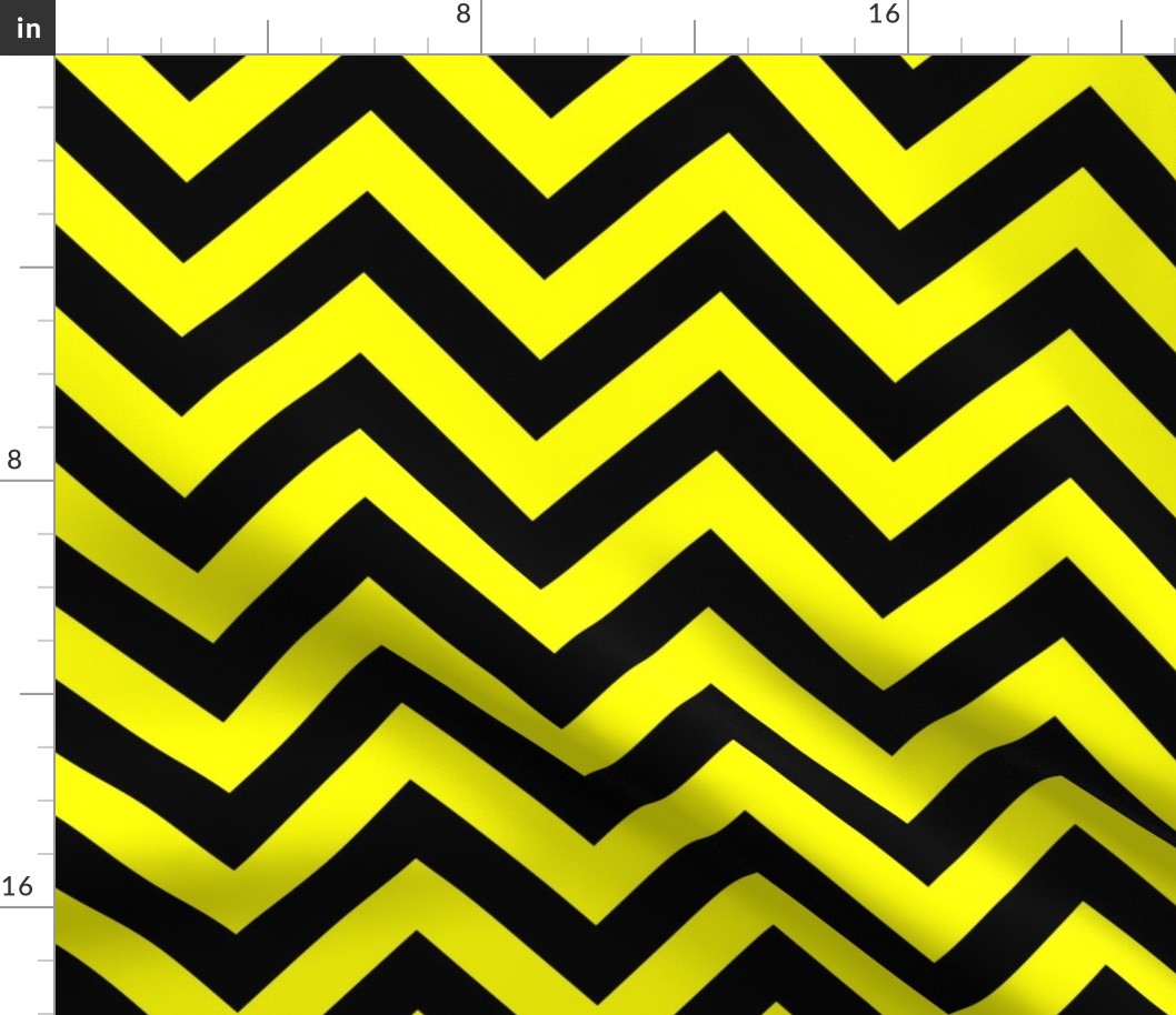 Six Inch Yellow and Black Chevron Stripes