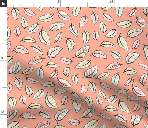 Fabric By The Yard Leaf Toss Blush Pink