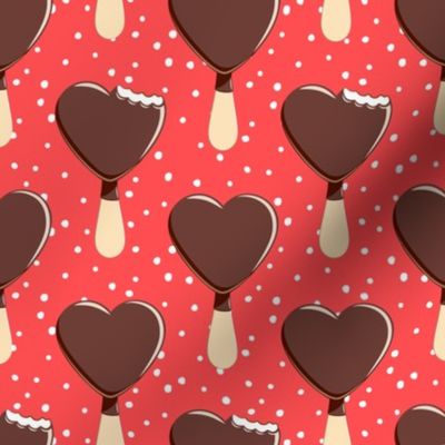 heart shaped ice-cream - red with dots