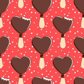 heart shaped ice-cream - red with dots