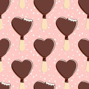 heart shaped ice-cream -  pink with white dots