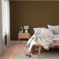 Six Inch Matte Antique Gold and Black Chevron Stripes