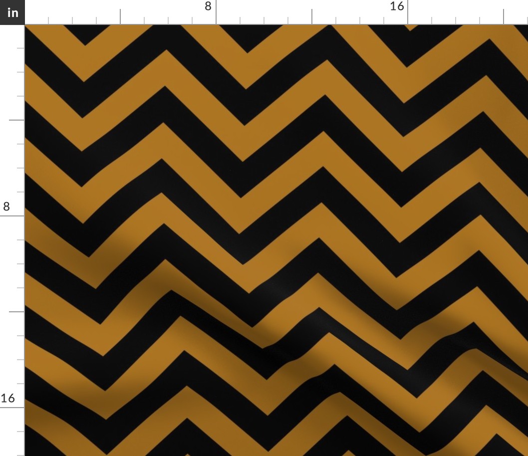 Six Inch Matte Antique Gold and Black Chevron Stripes