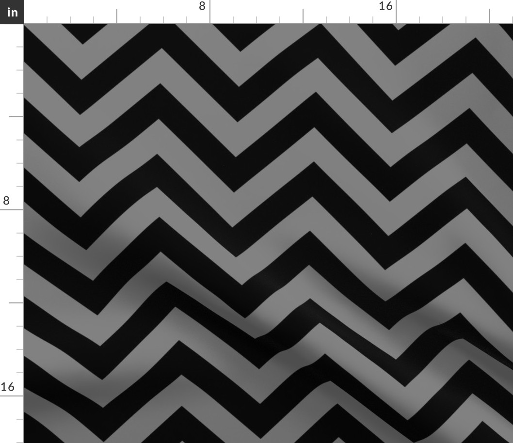 Six Inch Medium Gray and Black Chevron Stripes