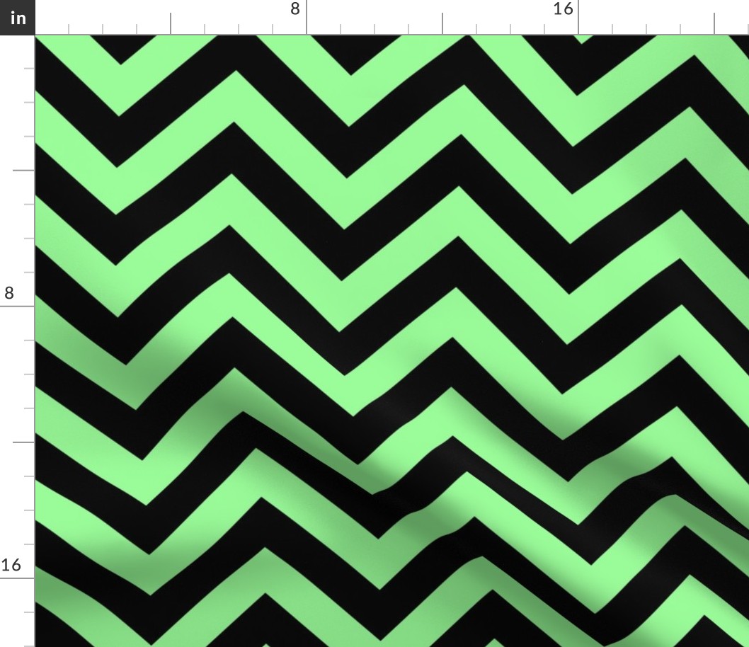 Six Inch Mint Green and Black Chevron Stripes