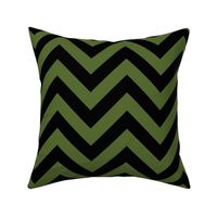 Six Inch Olive Green and Black Chevron Stripes