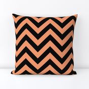 Six Inch Peach and Black Chevron Stripes