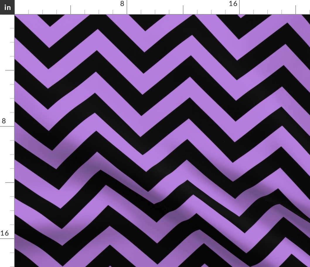 Six Inch Lavender Purple and Black Chevron Stripes