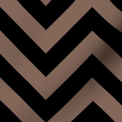 Six Inch Taupe Brown and Black Chevron Stripes