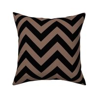 Six Inch Taupe Brown and Black Chevron Stripes