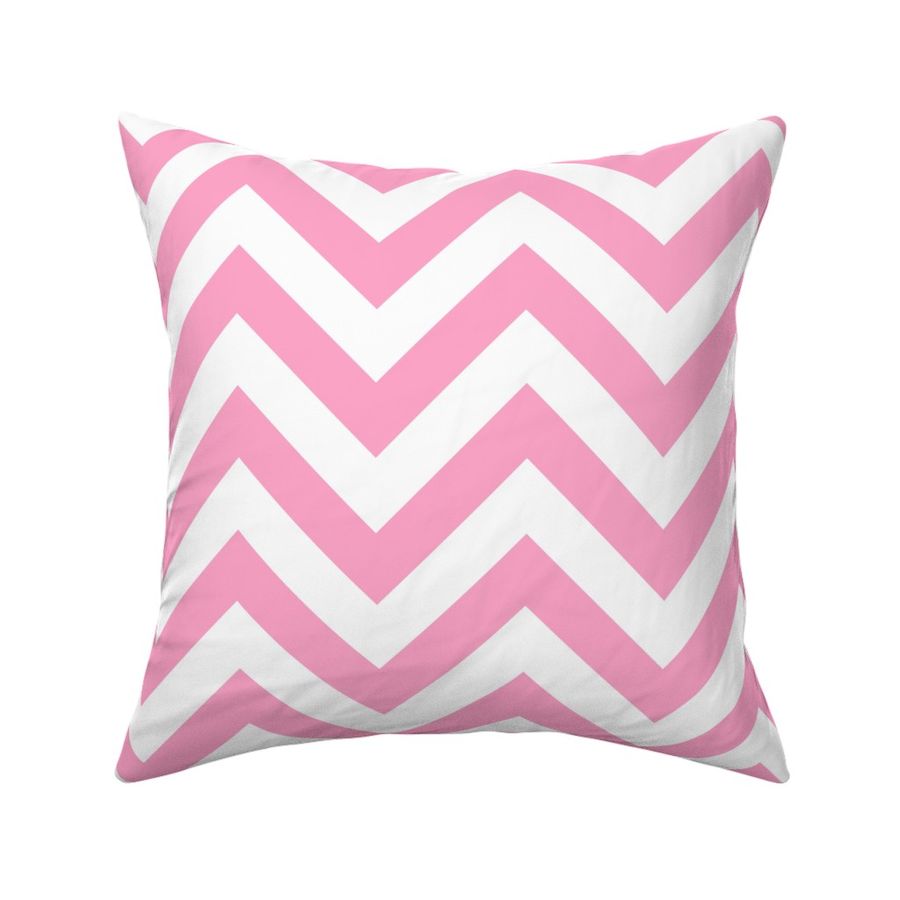 Six Inch Carnation Pink and White Chevron Stripes