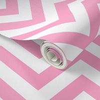 Six Inch Carnation Pink and White Chevron Stripes