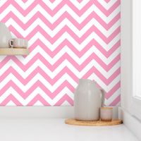 Six Inch Carnation Pink and White Chevron Stripes