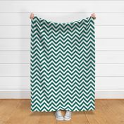 Six Inch Cyan Turquoise Blue and White Chevron Stripes