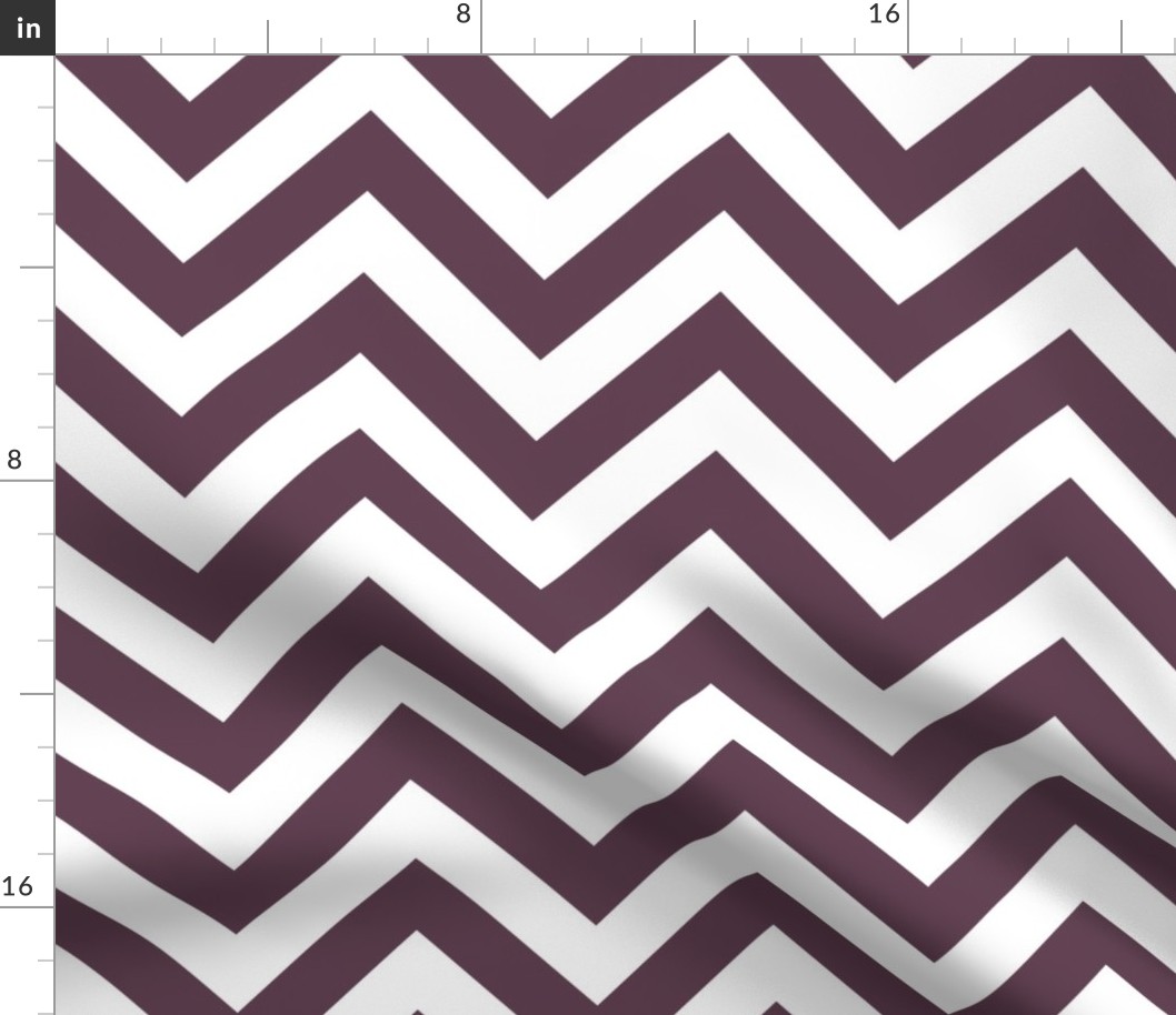 Six Inch Eggplant Purple and White Chevron Stripes