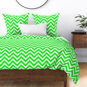Six Inch Lime Green and White Chevron Stripes