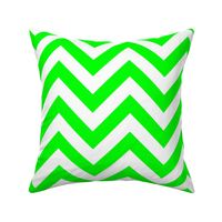 Six Inch Lime Green and White Chevron Stripes