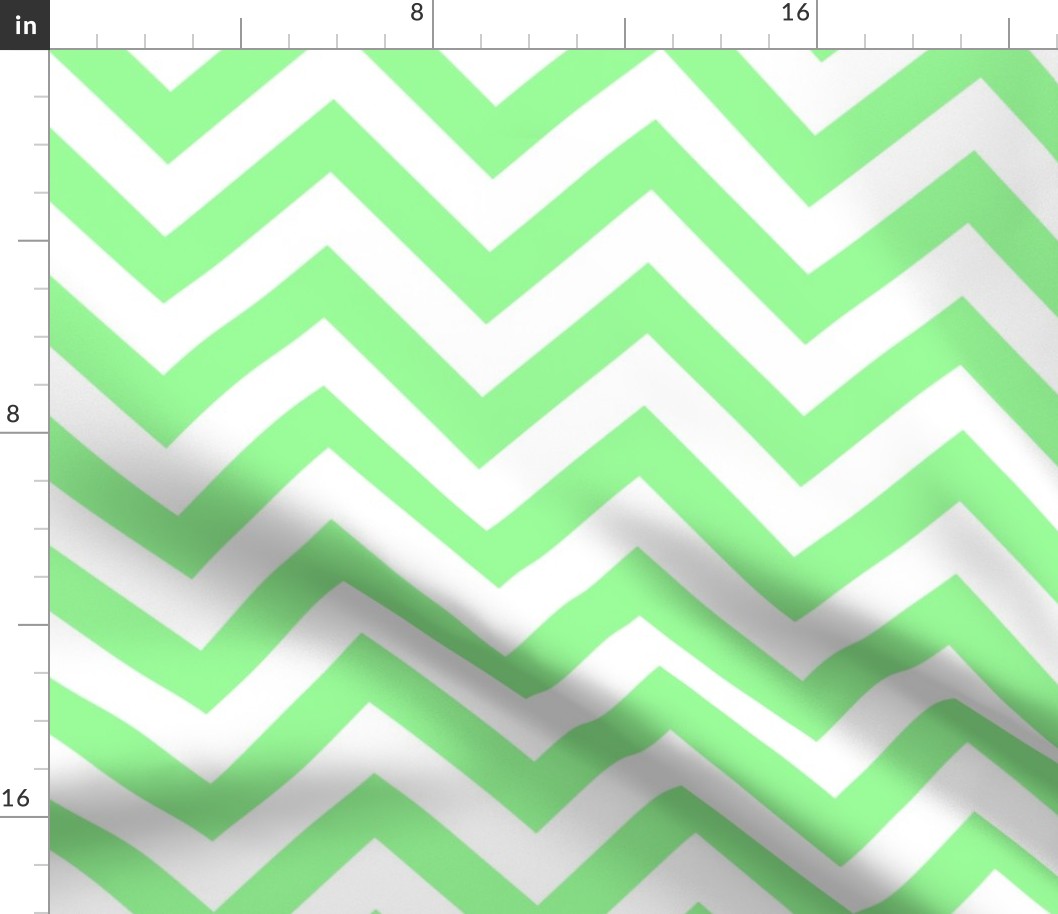 Six Inch Mint Green and White Chevron Stripes