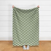 Six Inch Olive Green and White Chevron Stripes