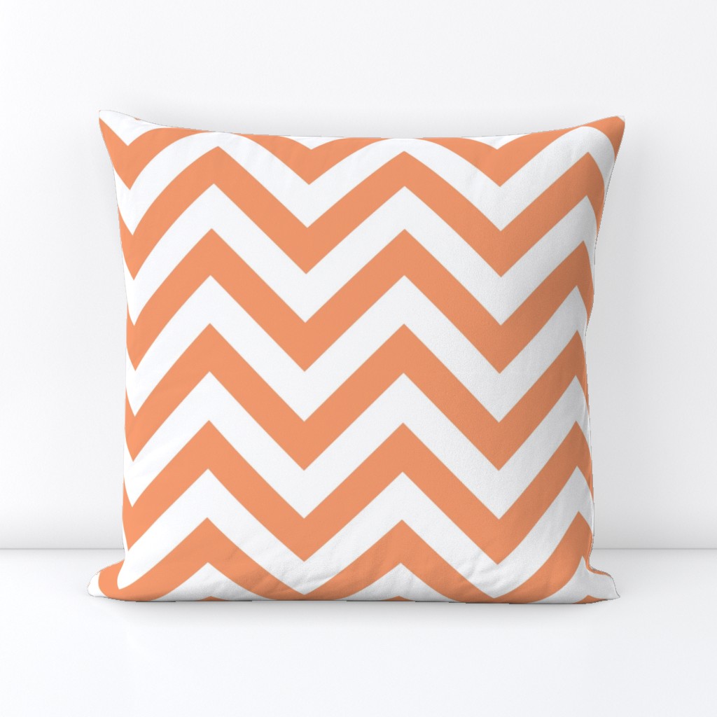 Six Inch Peach and White Chevron Stripes