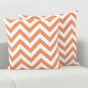 Six Inch Peach and White Chevron Stripes