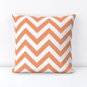 Six Inch Peach and White Chevron Stripes